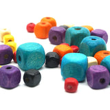 100pcs Colorful Square Wood Beads 4-10mm Cube Rondelle DIY Bracelets