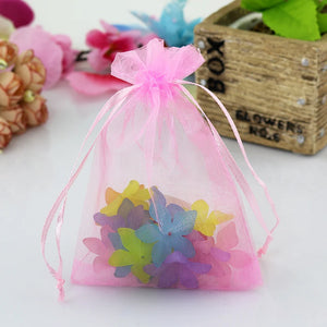 100pcs Pink Jewelry Bag 7x9cm Organza Wedding Gift Pouches