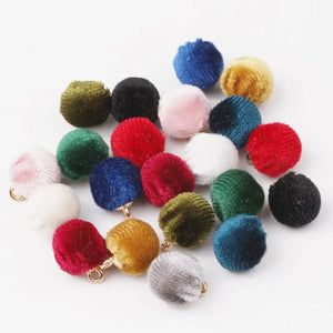 100pcs Plush Fur Hair Ball Beads Charms for DIY Pompom Necklace Pendant