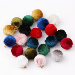 100pcs Plush Fur Hair Ball Beads Charms for DIY Pompom Necklace Pendant