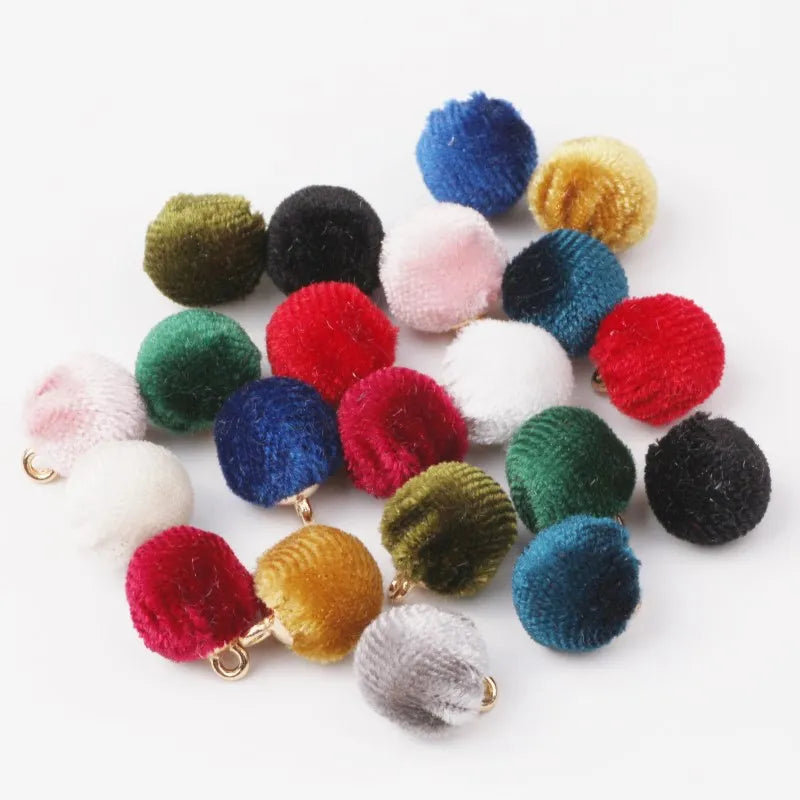 100pcs Plush Fur Hair Ball Beads Charms for DIY Pompom Necklace Pendant