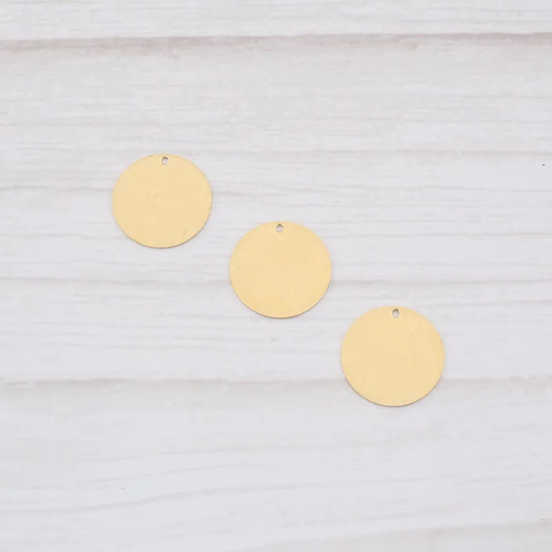 100pcs Raw Brass Round Stamping Dog Tag Charms For Necklace DIY Jewelry