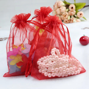 100pcs Red Darwalbe Organza Bags 5x7cm Wedding Favour Gift Pouch