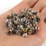 100pcs Red Copper Rhinestone Rondelle Crystal Bead Big Hole Spacer Beads
