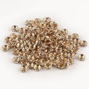 100pcs Red Copper Rhinestone Rondelle Crystal Bead Big Hole Spacer Beads