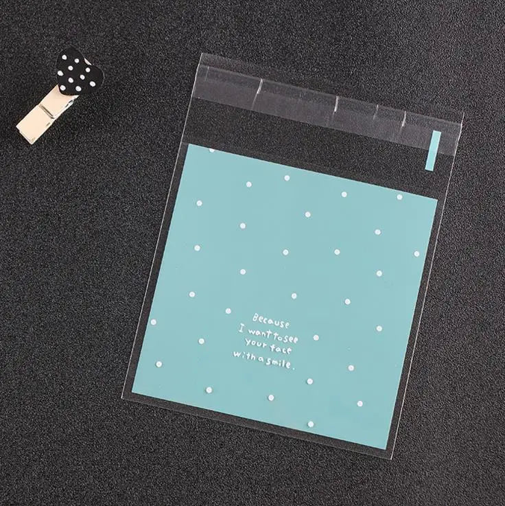 100pcs Skyblue Pink Self Adhesive Cookie Packaging Bag 10*10cm