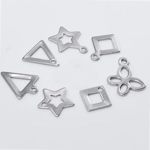 100pcs Stainless Steel Geometric Charm Triangle Square Star Butterfly Pendant