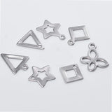 100pcs Stainless Steel Geometric Charm Triangle Square Star Butterfly Pendant