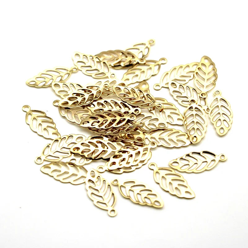 100pcs Stainless Steel Leaves Pendants DIY Jewelry Making