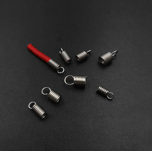 100pcs/lot Stainless Steel Spring Coil Cord Ends Beads Fit Round Leather Cord