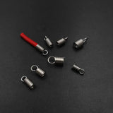 100pcs/lot Stainless Steel Spring Coil Cord Ends Beads Fit Round Leather Cord