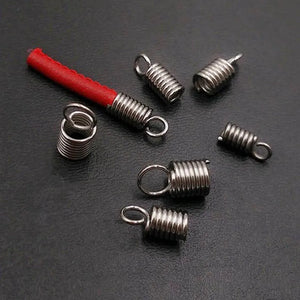 100pcs/lot Stainless Steel Spring Coil Cord Ends Beads Fit Round Leather Cord