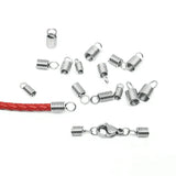 100pcs/lot Stainless Steel Spring Coil Cord Ends Beads Fit Round Leather Cord