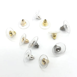 100pcs Stainless Steel Bullet Earring Back Rubber Back DIY Jewelry Making