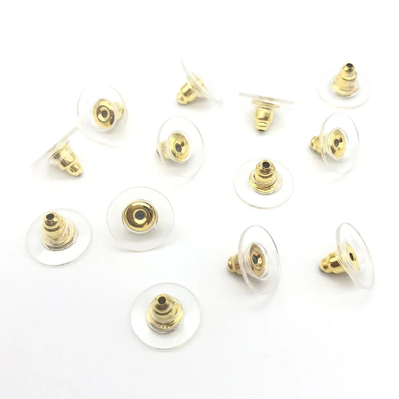100pcs Stainless Steel Bullet Earring Back Rubber Back DIY Jewelry Making