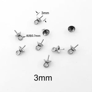 100pcs Stainless Steel Pearl Cap Bead Top Drilled Bail Charm Pendant