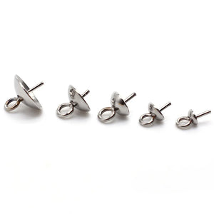100pcs Stainless Steel Pearl Cap Bead Top Drilled Bail Charm Pendant