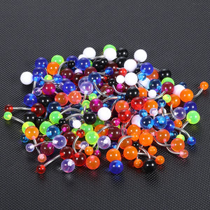 100pcs Steel Colorful Sexy Belly Bars Body Piercing Button Ring Navel Barbell