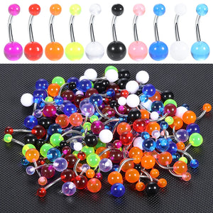 100pcs Steel Colorful Sexy Belly Bars Body Piercing Button Ring Navel Barbell