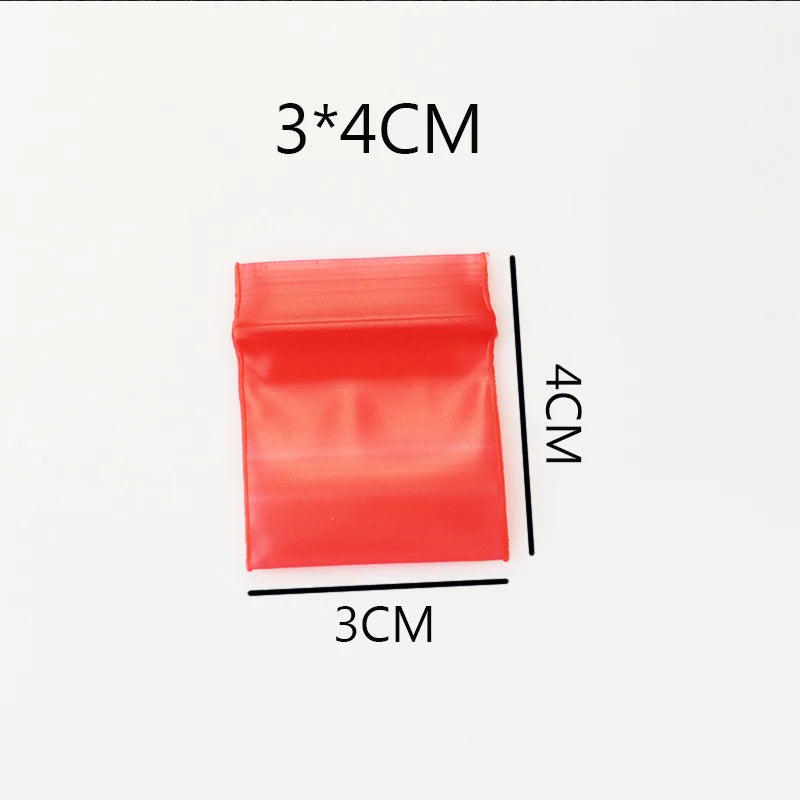 100pcs Red Ziplock Seal Plastic Bags 3x4cm Packaging For Coin Candy