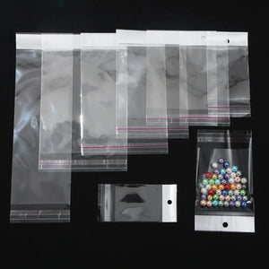 100pcs Transparent Self Adhesive Storage Bag OPP Poly Pack Bag
