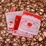100pcs Transp. Biscuits Pouches 10x10+3cm Santa Claus Pattern Self-Adhesive Bags