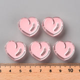 100pcs Transparent Enamel Acrylic Heart Beads for Jewelry Making