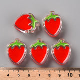 100pcs Transparent Enamel Strawberry Beads for Jewelry Making DIY Crafts