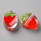 100pcs Transparent Enamel Strawberry Beads for Jewelry Making DIY Crafts