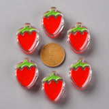 100pcs Transparent Enamel Strawberry Beads for Jewelry Making DIY Crafts