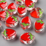 100pcs Transparent Enamel Strawberry Beads for Jewelry Making DIY Crafts