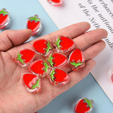 100pcs Transparent Enamel Strawberry Beads for Jewelry Making DIY Crafts