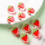 100pcs Transparent Enamel Strawberry Beads for Jewelry Making DIY Crafts