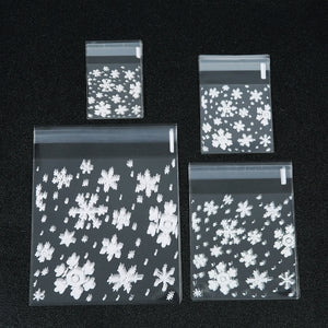 100 Transparent Snowflake OPP Bags for Holidays Party Gift Packaging