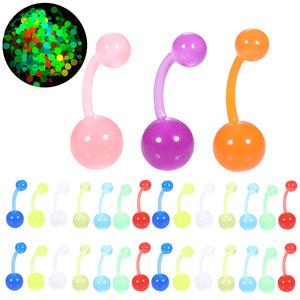 100pcs UV Acrylic Glow In the Dark Belly Button Rings 14G