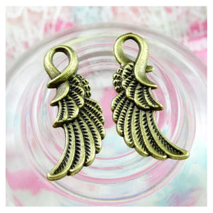 100pcs Vintage Bronze Small Wings & Feather Charms for Jewelry Making Diy