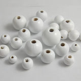 100pcs Painted Natural Wood Ball Beads 6-20mm Eco-friendly Puzzle Charm DIY
