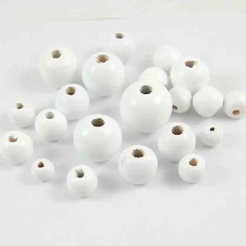 100pcs Painted Natural Wood Ball Beads 6-20mm Eco-friendly Puzzle Charm DIY