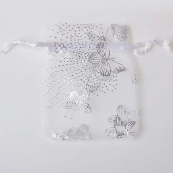 100pcs Butterfly Organza Wedding Candy Jewelry Drawstring Pouch