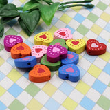 100pcs Heart Wood Beads Bracelet/Necklace 17x18mm