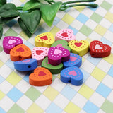 100pcs Heart Wood Beads Bracelet/Necklace 17x18mm