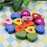 100pcs Heart Wood Beads Bracelet/Necklace 17x18mm