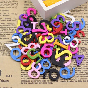 100pcs Mixed Number Wooden Pendant Beads 29x21mm