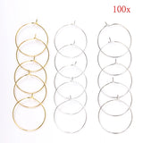 100pcs Wine Glass Charm Rings Earring Hoops DIY Wedding Party