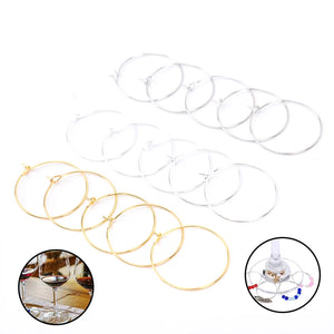 100pcs Wine Glass Charm Rings Earring Hoops DIY Wedding Party
