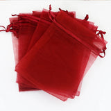 100pcs Burgundy Wine Red Organza Bag Drawstring Packaging Wedding Party Gift