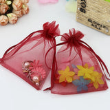 100pcs Burgundy Wine Red Organza Bag Drawstring Packaging Wedding Party Gift