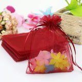 100pcs Burgundy Wine Red Organza Bag Drawstring Packaging Wedding Party Gift