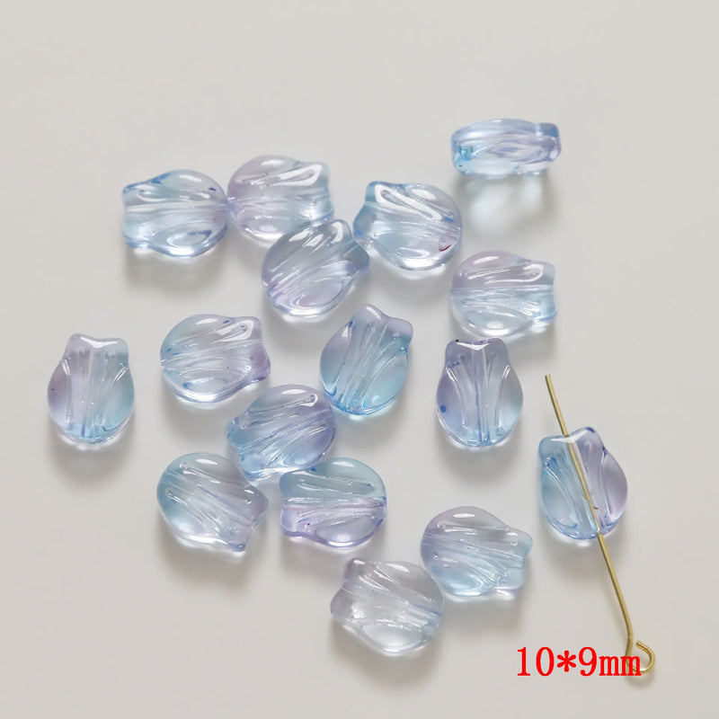 100pcs Glitter Cartoon Tulip Flower Glass Beads DIY Jewelry Accessory
