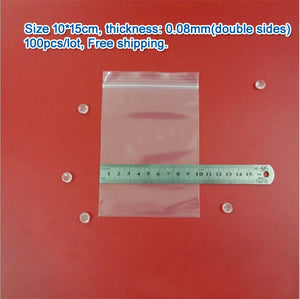 100pcs Transparent PE Zip Lock Bags, 10x15cm